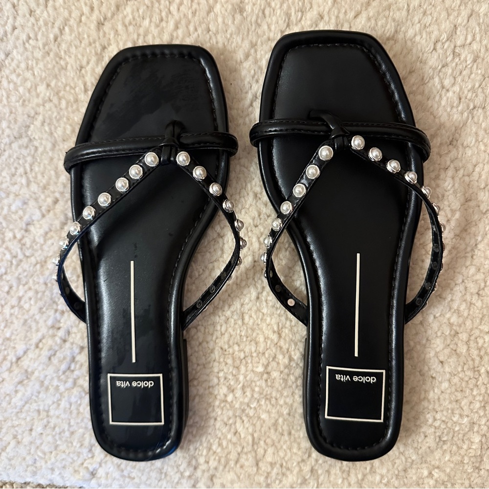 Dolce Vita Black Sandals with Silver Details